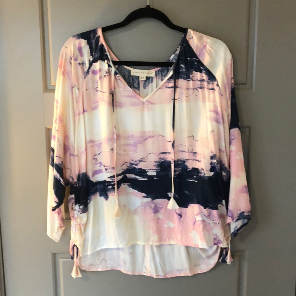 Pink and navy blouse